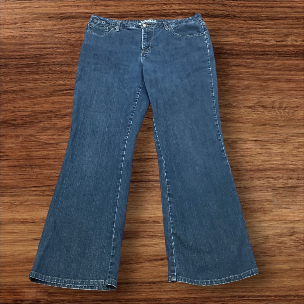 St. Johns Bay Womens Bootcut Jeans Dark Wash Denim Size 14 Stretch Mid Rise